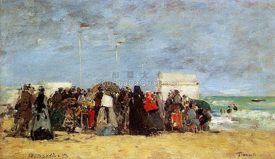 Trouville, Beach Scene - 尤金·布丹